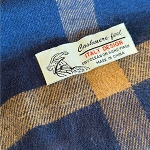 Navy and Tan Plaid Scarf